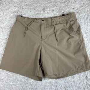 Lands’ End Mens XL 40-42 Khaki Shorts Elastic Waist Lined Drawstring 6.5" Inseam